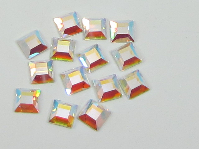 36Pcs. 4MM SQUARE CRYSTAL AB HOTFIX European Rhinestones